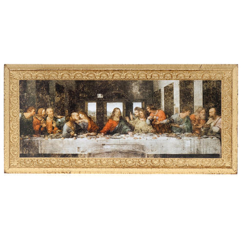 Druckbild auf Holz Letzes Abendmahl Leonardo 1