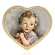 Print on wood, heart shaped with baby, grey background s1