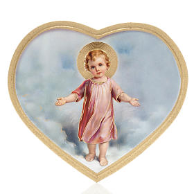 Enfant Jésus impression sur bois cadre en coeur
