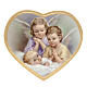 Druckbild auf Holz Herz 2 Engel und Kind s1