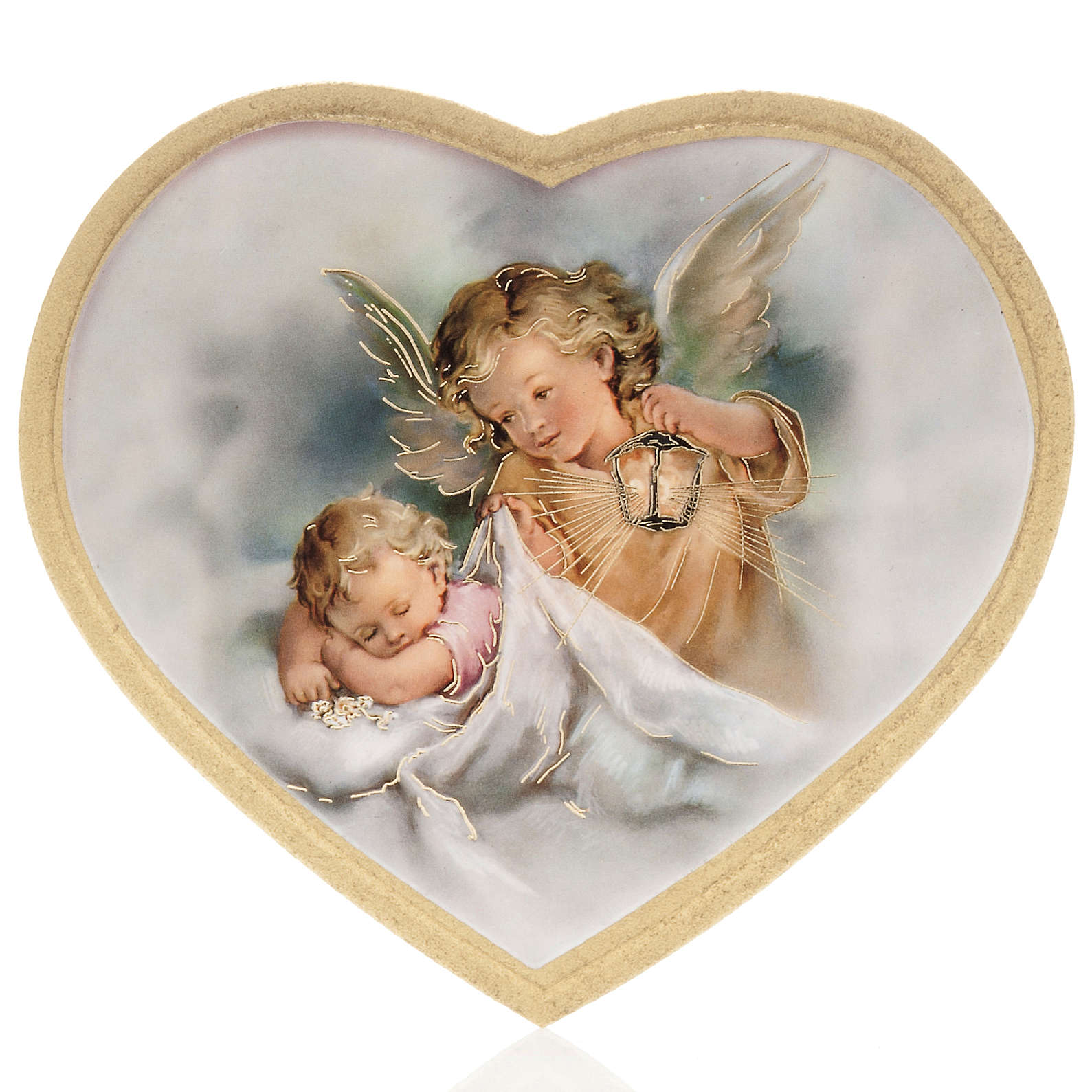 Print On Wood Heart Guardian Angel With Baby Online Sales On Holyart Com