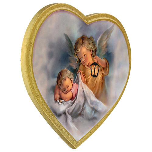 Print on wood, heart, guardian angel with baby 2