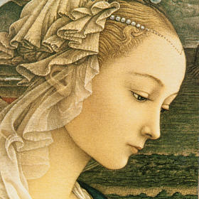 Print on wood, moulded, with Lippi's Madonna