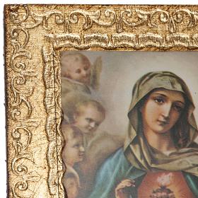 Print on wood, Sacred Heart of Mary and Jesus, Morgari