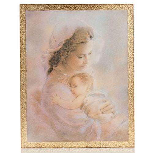 Print on wood, Our Lady with baby, R.Blanc 1
