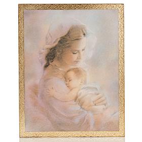 Print on wood, Our Lady with baby, R.Blanc