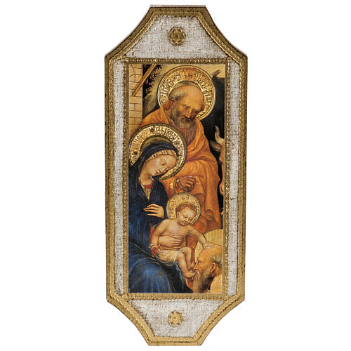 Print on wood, Nativity with white frame 18.5x7cm 1