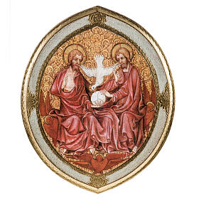 Oval print on wood of the Holy Trinity, Year of Faith, 11x9.5 in