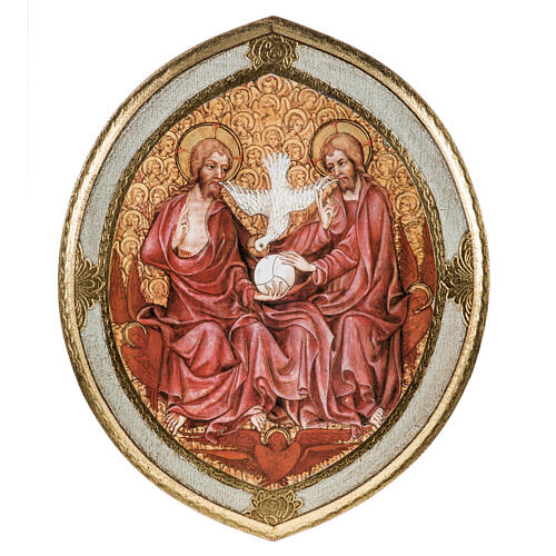 Impressão madeira Santíssima Trindade oval Ano da Fé 30x25 cm 1
