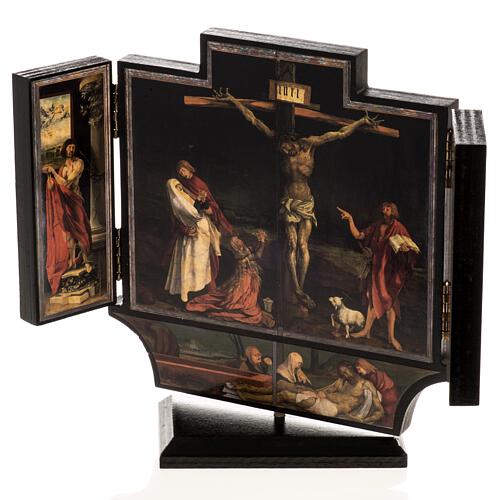 Tríptico altar de Issenheim madeira impressão 21x30 cm com base 6