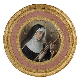 Rundes Druckbild auf Holz Heilige Rita