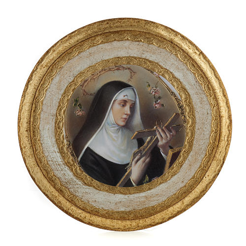Rundes Druckbild auf Holz Heilige Rita 4