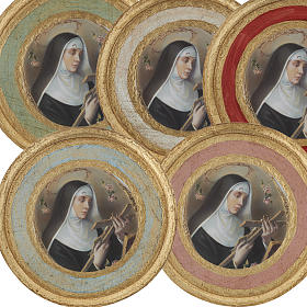 Saint Rita picture on round wood panel