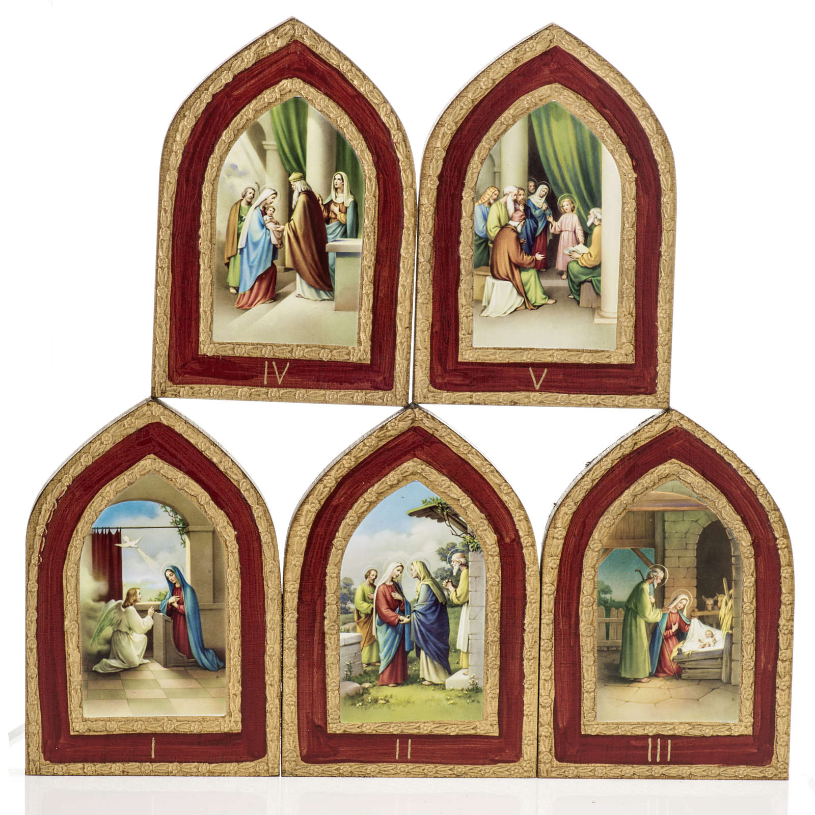 Mystères Joyeux 5 tableaux bois imprimé | vente en ligne sur HOLYART