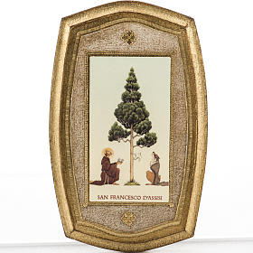 Druckbild auf Holz Heiliger Franziskus und Wolf