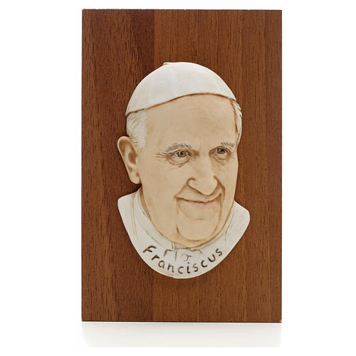 Pope Francis picture in wood and resin by Landi 1