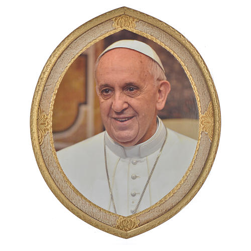 Druck Papst Franziskus auf Holz, 33,5x27,5cm 1