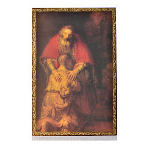 Cuadro Estampa sobre Madera "El retorno del hijo pródigo" de Rembrandt 14,5x10 cm