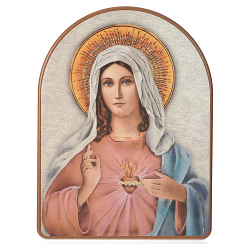 Impreso sobre madera 15x20 cm Sagrado Corazón María 1