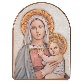 Druk z drewna 15 X 20cm Matka Boża z Dzieciątkiem.