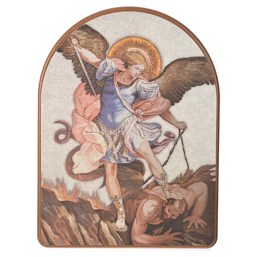 Druckbild auf Holz Heiliger Michael 15x20 cm 1