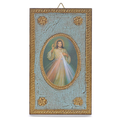 Impressão na madeira Divina Misericórdia 12,5x7,5 cm 1