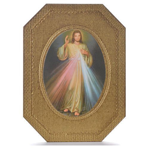 Divine Mercy shaped print on wood 19x14cm 1