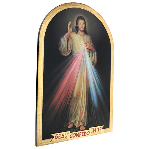 Impression sur bois ogive feuille d'or Christ Miséricordieux 99x69 cm 3