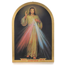 Quadros, Estampas, Manuscritos Iluminados: Impressão em madeira com folha dourada Divina Misericórdia 99X69 cm