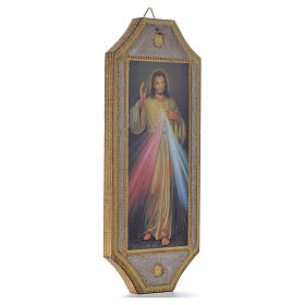 Geformte Tafel auf Holz Göttliche Barmherzigkeit 18,5x7,5 cm