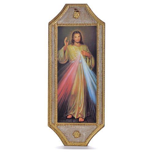Tábua moldada em madeira Divina Misericórdia 18,5x7,5 cm 1