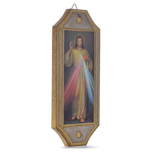 Tábua moldada em madeira Divina Misericórdia 18,5x7,5 cm 2