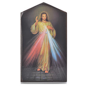 Divine Mercy shaped print on wood 15,5x9cm
