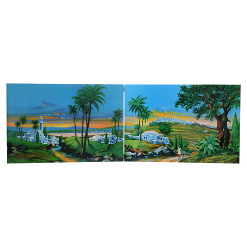 Hintergrund für DIY-Krippe, Diptychon, 200x60 cm, aus Holz 8