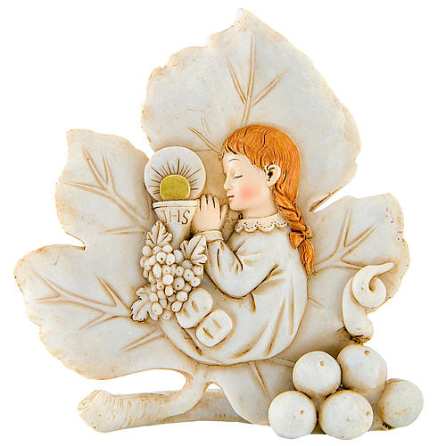 Painting Girl First Communion leaf shaped 11cm 1