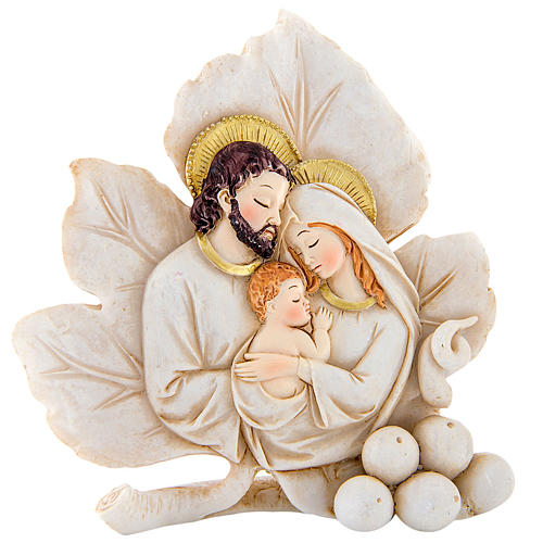 Painting Holy Family leaf shaped 11cm 1