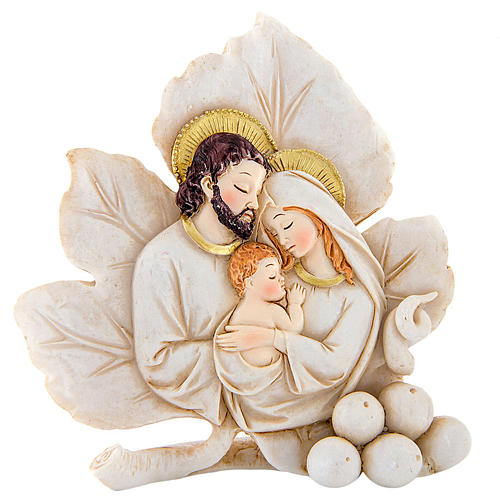 Painting Holy Family leaf shaped 8cm 1