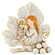 Small painting Girl First Communion leaf shaped 6cm s1