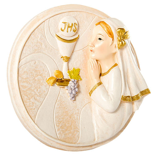 Round painting Girl First Communion 10cm 1