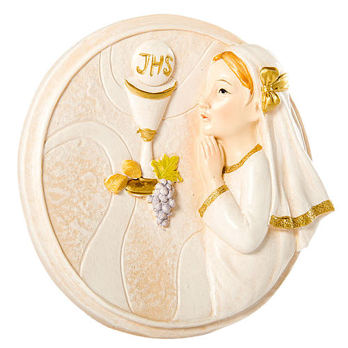 Round painting Girl First Communion 7cm 1