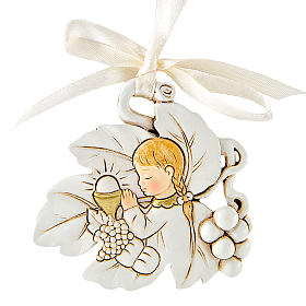 Souvenirs y Recuerdos Sacros: Adorno Colgante Hoja Niña 7 cm