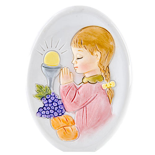 Painting Girl First Communion oval shaped 8cm 1