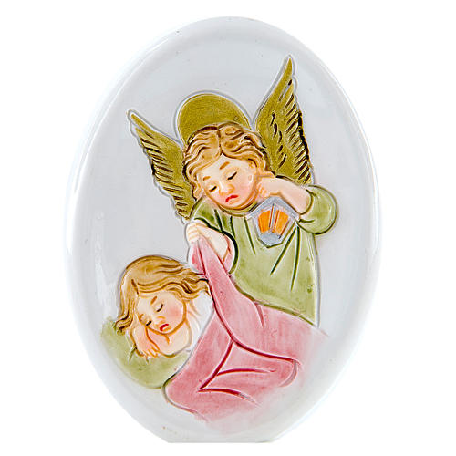 Painting Guardian Angel oval shaped 8cm 1