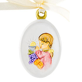 Pendant Girl First Communion oval shaped 6cm