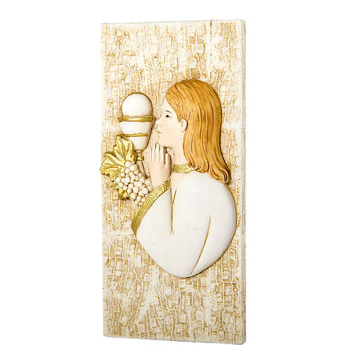 Small painting Girl First Communion rectangular shaped 5x10cm 1
