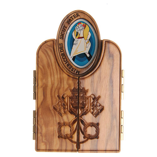 STOCK tryptych with image of the Jubilee of Mercy in olive wood 3