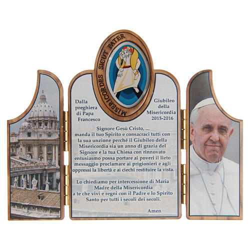 STOCK tryptych with image of the Jubilee of Mercy in olive wood 1