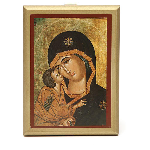 STOCK Small painting Our Lady of Vladimir golden border 14x11cm 1