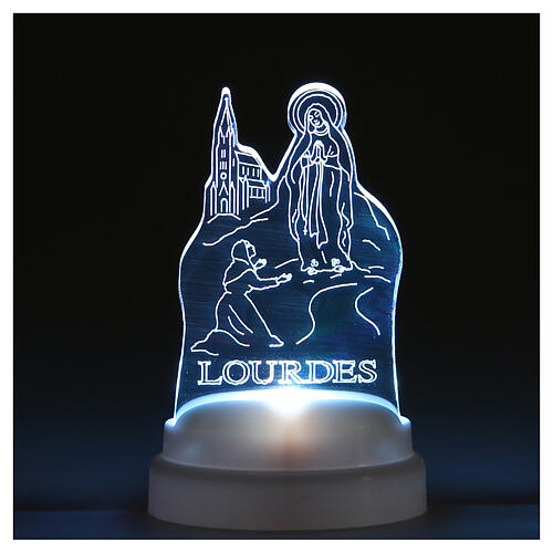Lampe aus Plexiglas Unsere Liebe Frau von Lourdes mit bunten Lichtern 2