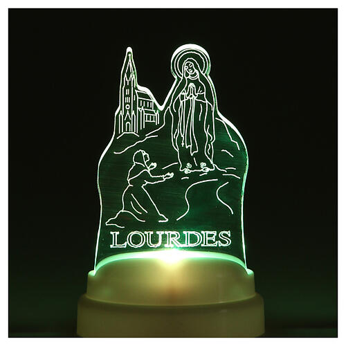 Lampe aus Plexiglas Unsere Liebe Frau von Lourdes mit bunten Lichtern 4
